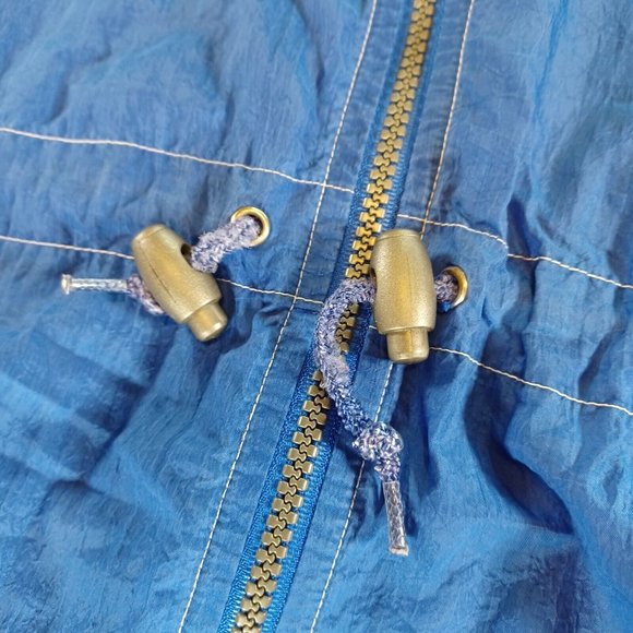 Vintage Reebok Men's Size L Spell Out Blue White Long Nylon Windbreaker Jacket - Picture 7 of 10